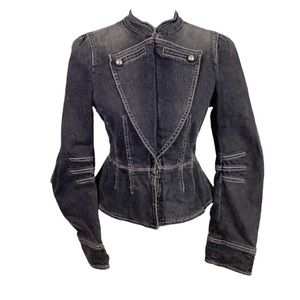 Marc Jacobs Denim Military Peplum Jacket Charcoal Gray Vintage 90s Y2k Size 8